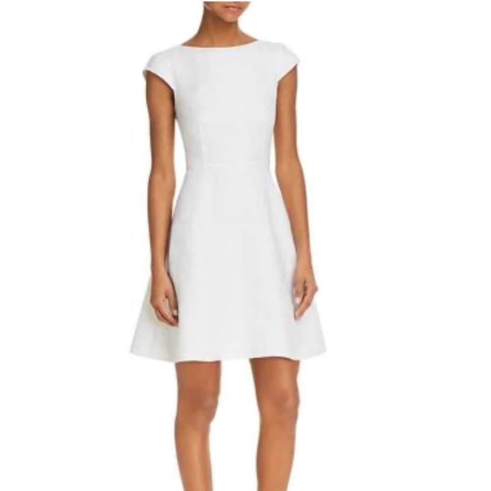Theory white linen cap sleeve dress